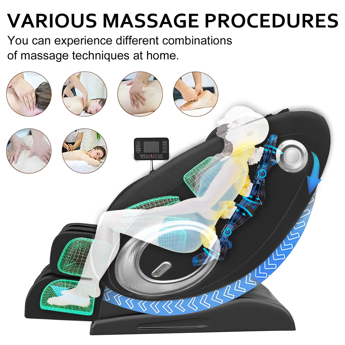Massage Chair Zero Gravity Full Body with Heating and Bluetooth - Black