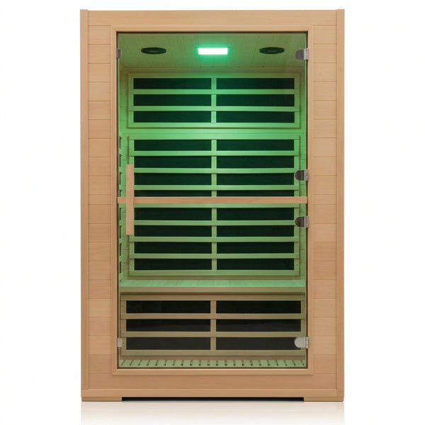 2 Person Far Infrared Sauna with Smart APP Control, 2000W Low EMF Wooden Infrared Sauna Room for Home, 8 Carbon Mica Heating Panels Wellness Sauna, Canadian Hemlock Indoor Spa for Home Relaxation