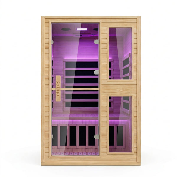 2 Person Far Infrared Sauna Designed for Home Relaxation, Canadian Hemlock, Smart App Control, Low EMF