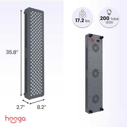 Red Light Therapy Panel, Full Body – HG1000, 660Nm Red & 850Nm near Infrared, 200 Leds, Timer & Door Hanging Kit